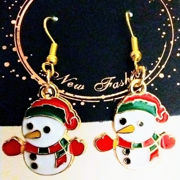 Hand Crafted Jewelry - CHRISTMAS Holiday Winter Snowman Earrings